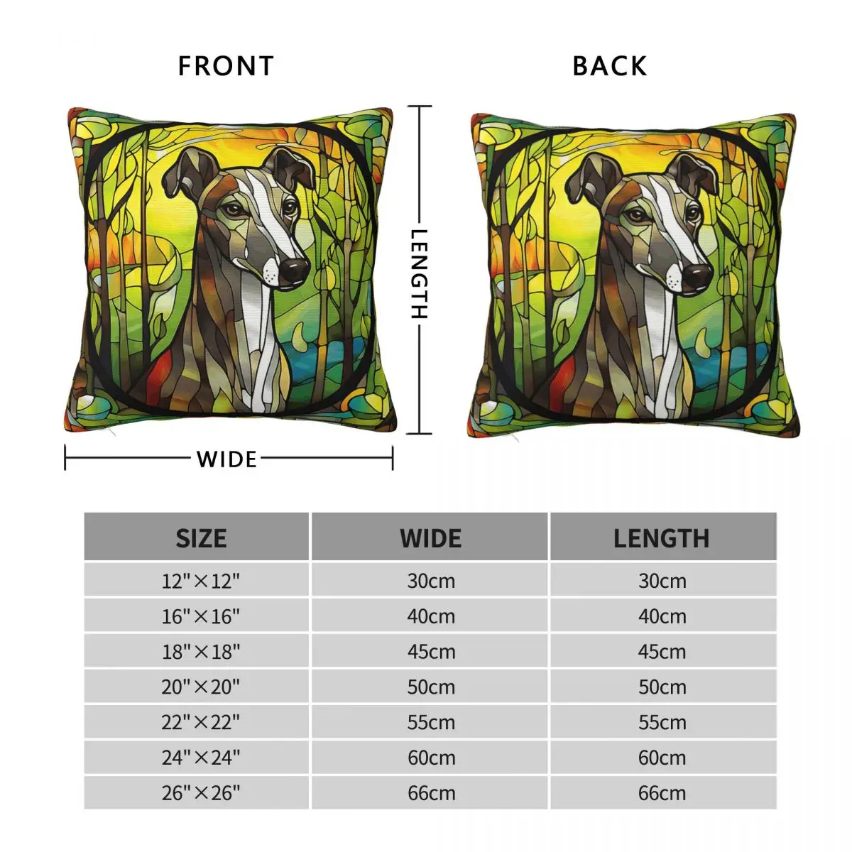 Stained Glass Whippet Square Pillowcase Polyester Linen Velvet Pattern Zip Decorative Pillow Case Bed Cushion Case Wholesale 18