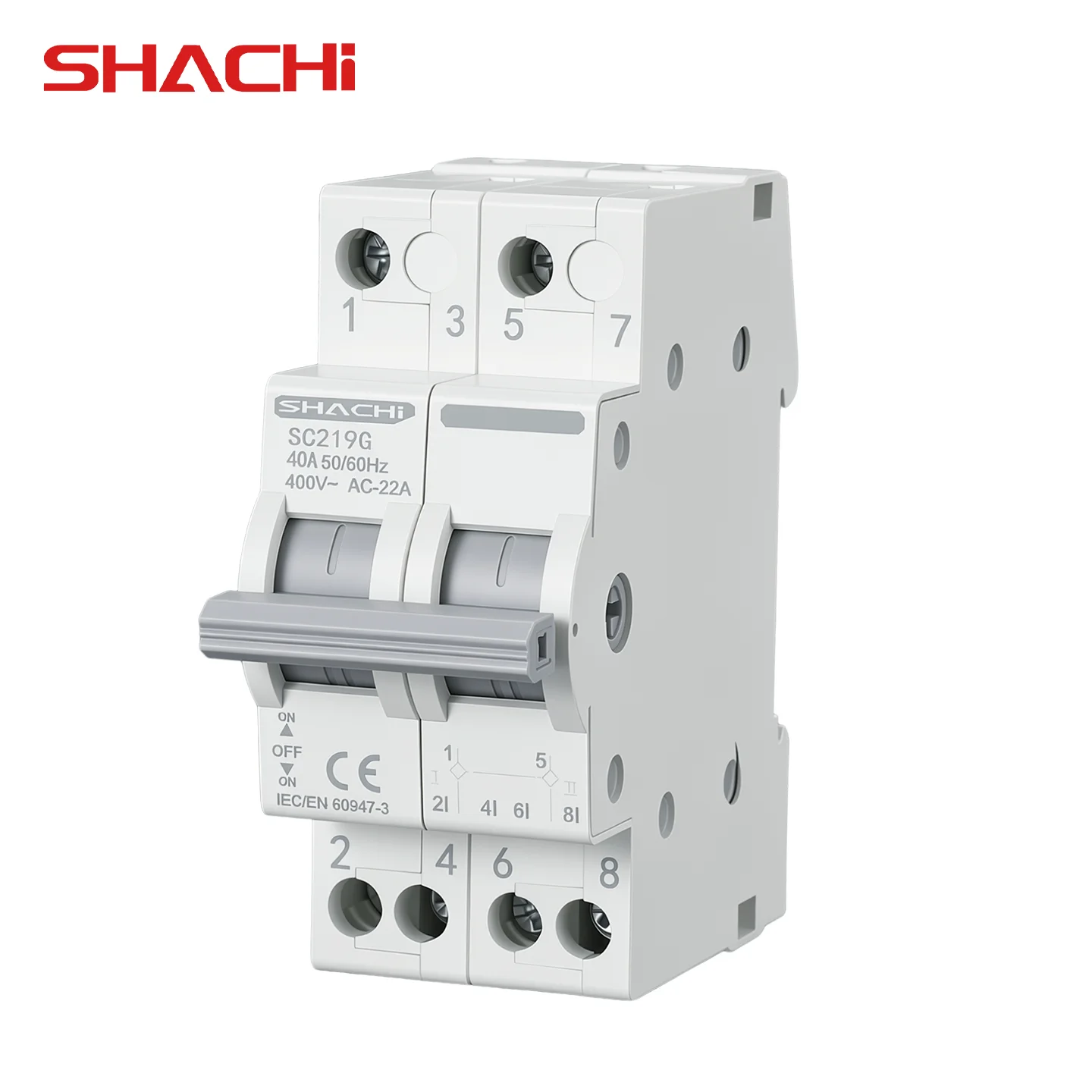 Din Rail 2P 40A 63A AC400V 50/60Hz Modular MTS Dual Power Manual Transfer Switch Isolating Discounnecting Switch Circuit Breaker