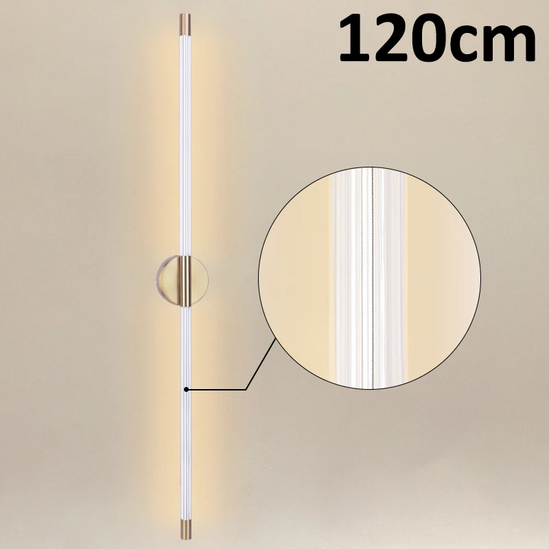 120cm Indoor Long strip wall lamp luxury creative bedroom bedside lamp simple Nordic living room TV wall lamp 40/60/80/100cm