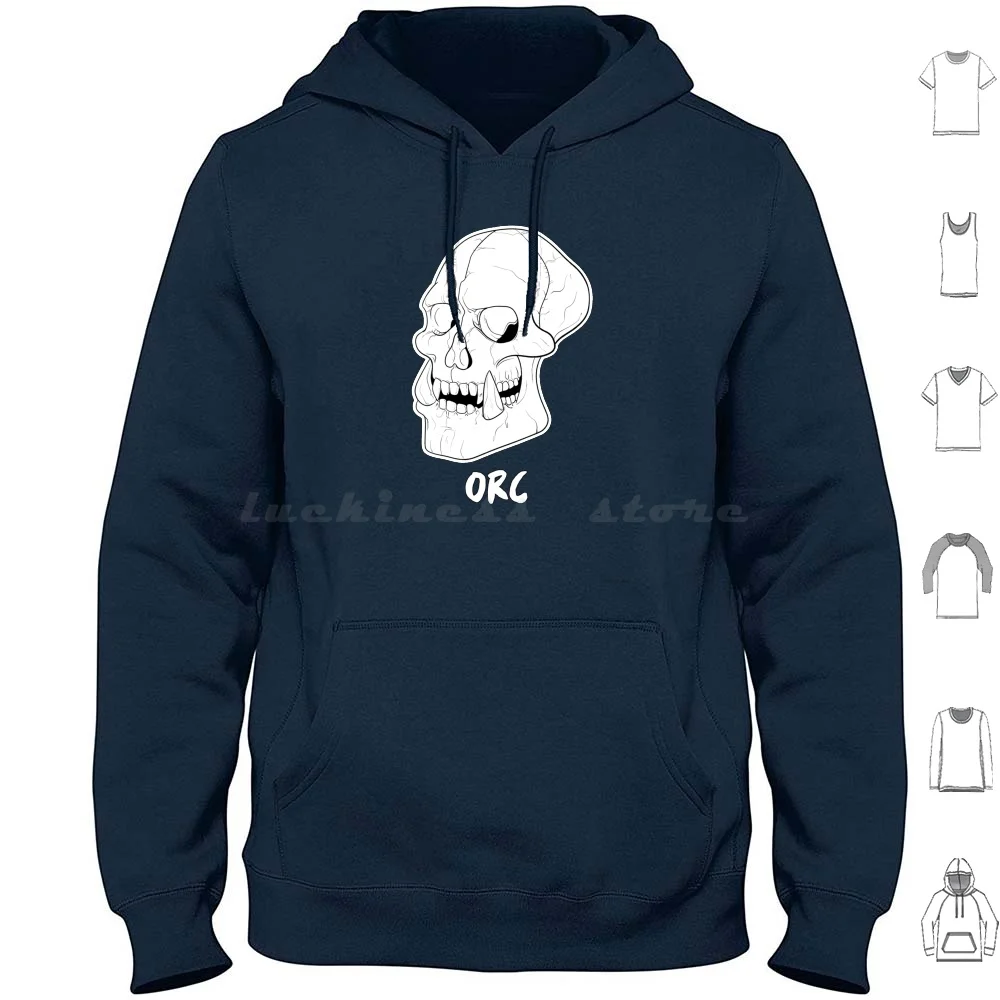 Orc Skull هوديس بأكمام طويلة Dnd and Pathfinder Orc Skull Fantasy Race Monster Creature Graphic Graphic Design Dead