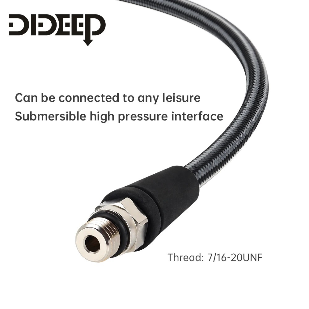 DIDEEP Diving Carbon Fiber Braided High Pressure Tube, Scuba Diving Residual Pressure Hose, Can Be Connected to Pressure Sensor