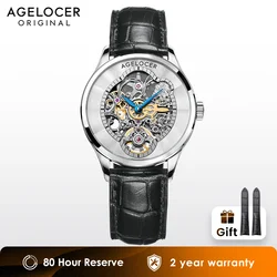 Agelocer Original Infatuated Mirror Watch Women's Business Formal Skeleton Automatic Mechanical Watch Birthday Gift for Women