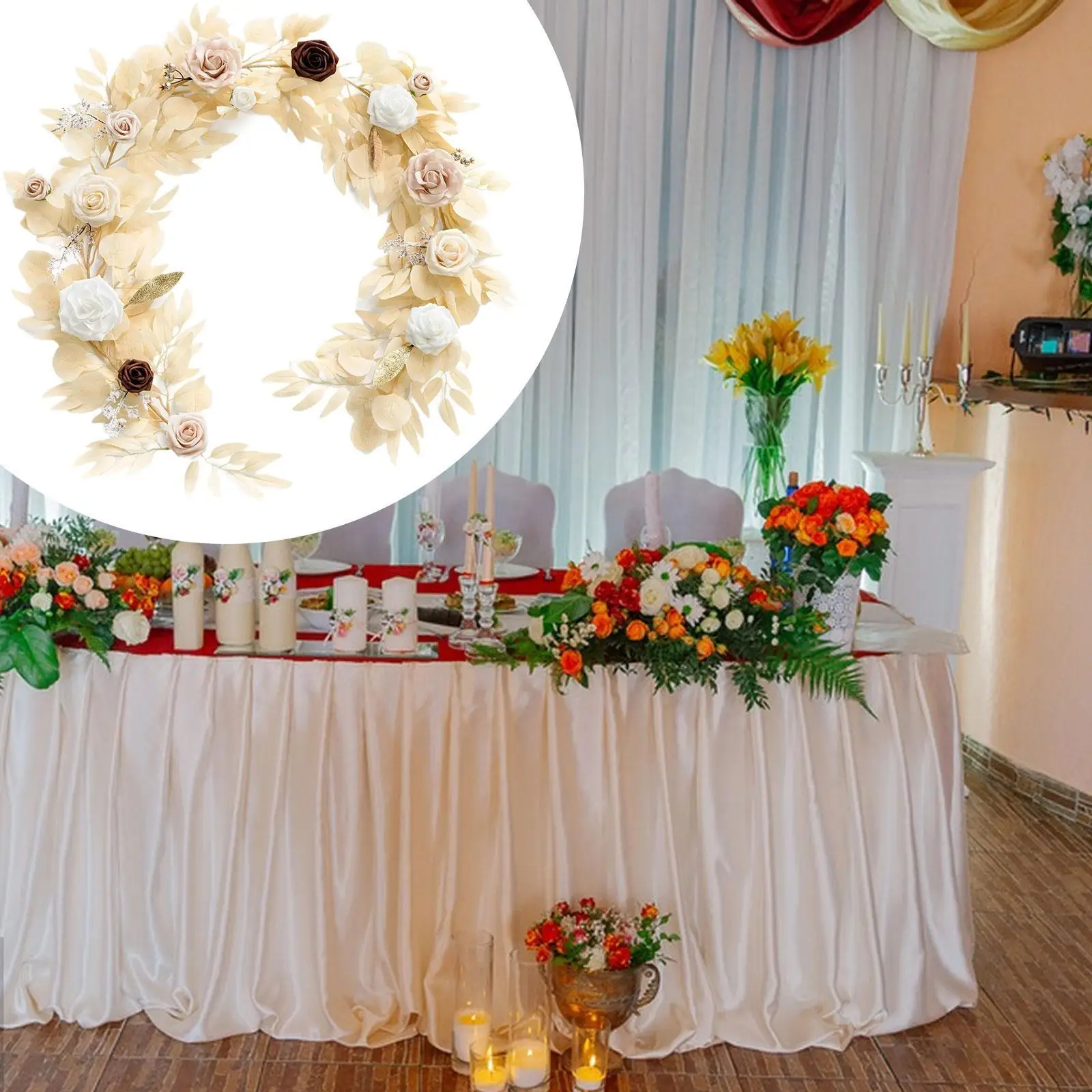Artificial Rose Vine Garland Floral Arch for Backdrop Entryway Ceremony