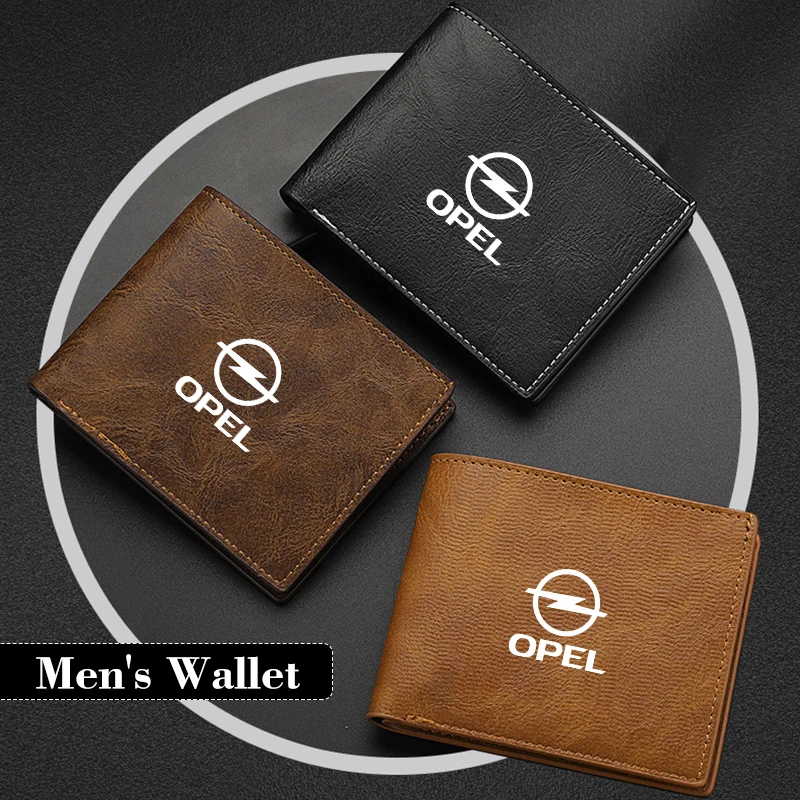 Men Wallet Car Logo Leather Coin Purse Personalised ID Card Holder For Opel Astra Insignia Zafira Meriva Mokka Ampera Grandland