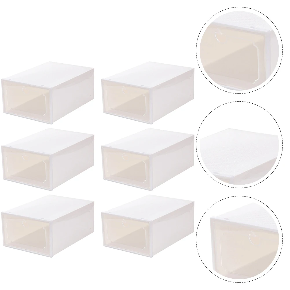 

6pcs Women Pattern Shoes Case Plastic Foldable Storage Rack Waterproof Dust-Proof Transparent Visual Window Easy Clean