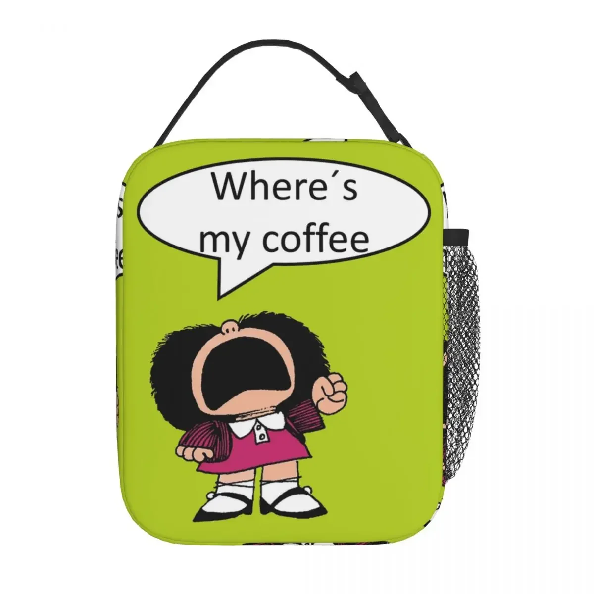 

Mafalda Coffee Insulated Lunch Bag Portable Meal Container Cooler Bag Tote Lunch Box College Travel Men Women