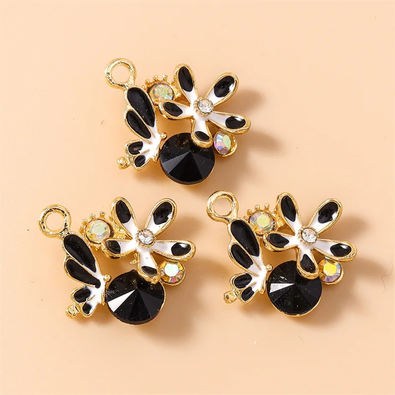 Leslie 10 Stück Wunderschöne Kristall-Schmetterlings-Blumen-Anhänger für DIY-Ohrringe, Halsketten, Schmuckherstellung, handgefertigte Accessoires – Detail 6