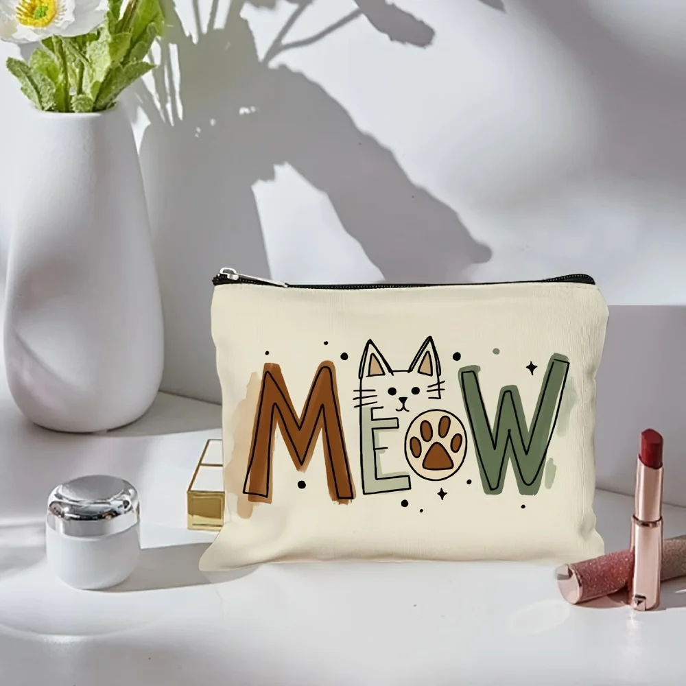 Cute Cat Paw Makeup Bag, Multifunctional Zipper Pouch, Travel Jewelry & Cosmetic Storage Bag