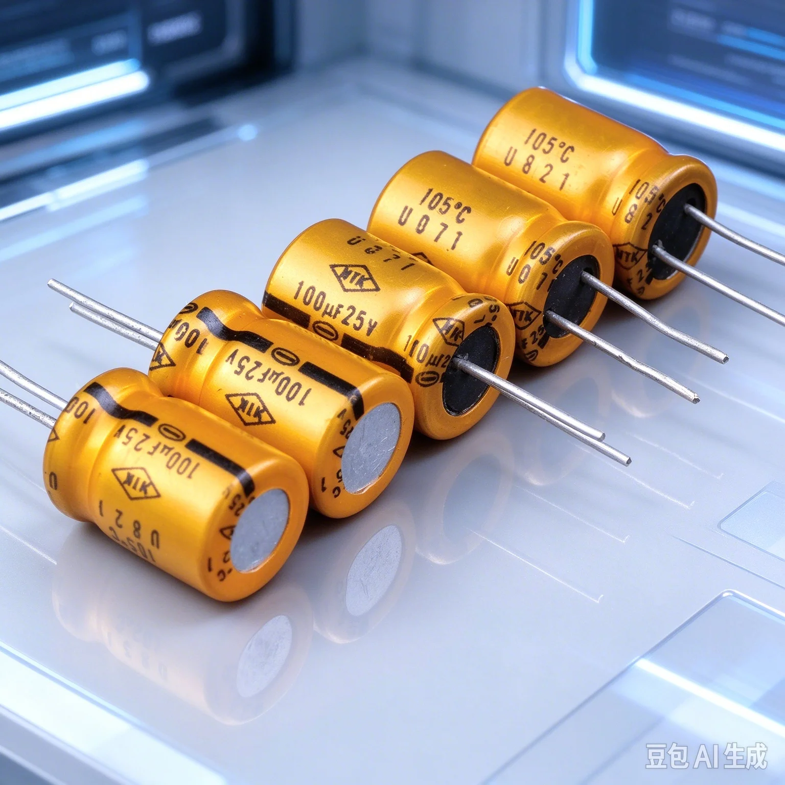 10pcs-for-ntk-japan-broadcast‑grade-gold-fever-decoupling-electrolytic-capacitor-25v-100uf