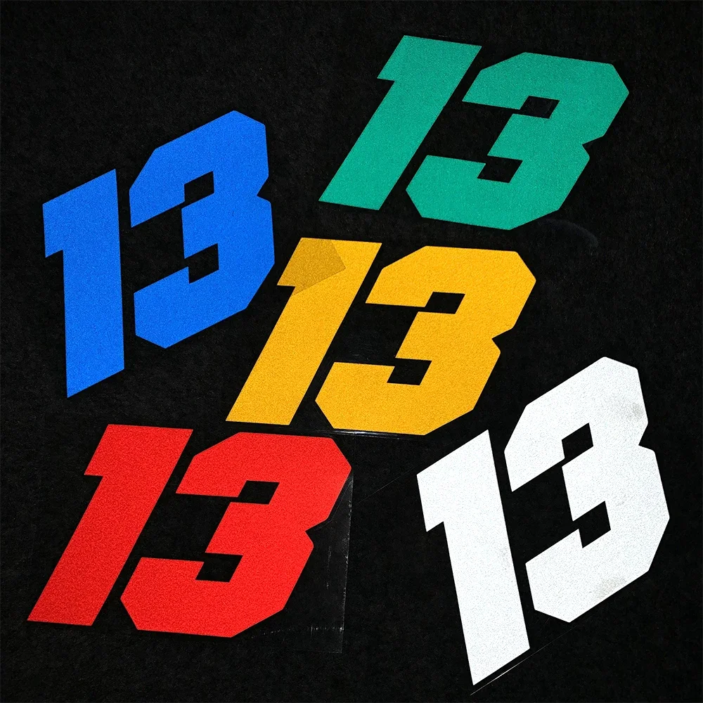 Number 13 Reflective Moto Stickers Decor Motorcycle Scooter Auto Body Windshield Helmet Decal Accessories for Kawasaki Aprilia