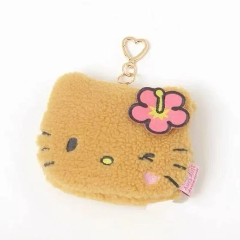 kawaii Hello Kitty tiny Plush Coin Purse Storage Bag Cartoon Hot Pink Black sanrio Kitty Originality Printing Cosmetic Bag Gift