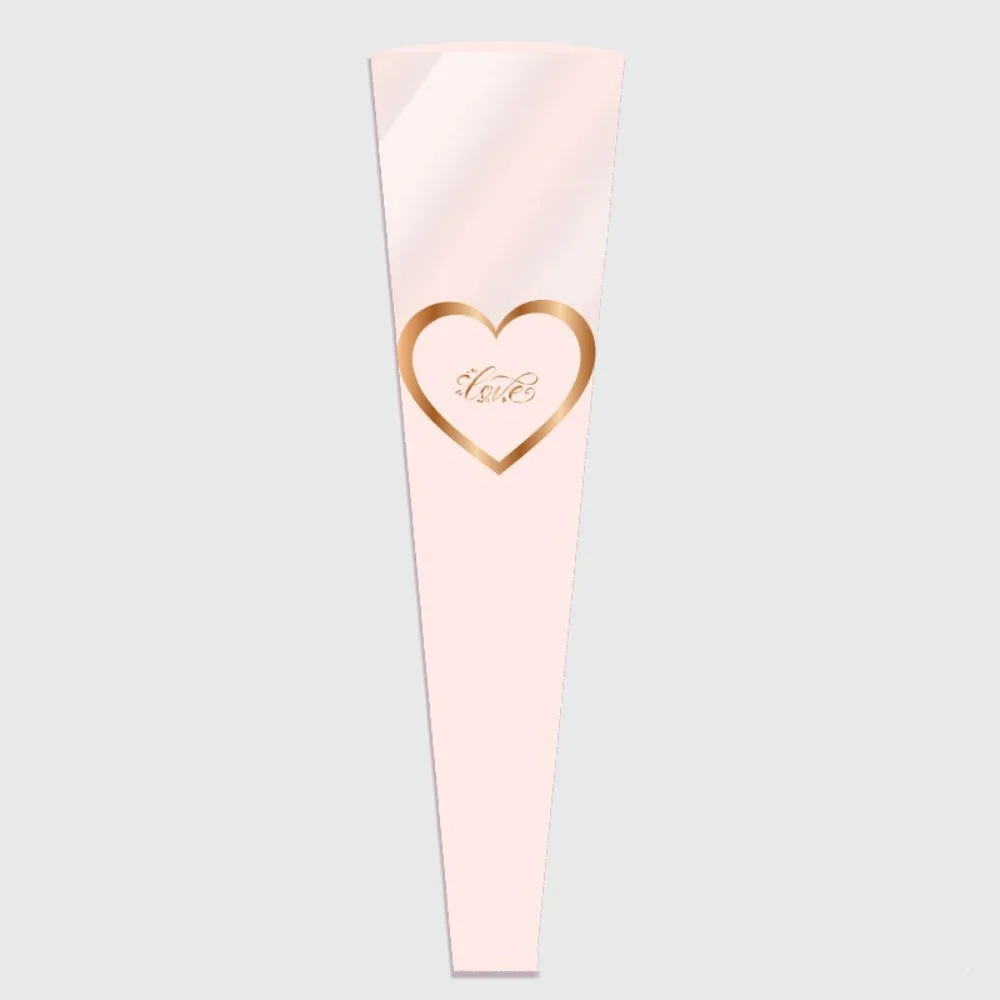 

30pcs/set Transparent Flower Packaging Bags Waterproof Gold Stamping Single Rose Bags Romantic Heart Pattern Floral Wrappers