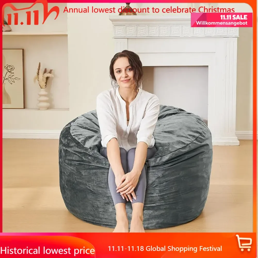 

Bean Bag Chairs for Adults - Memory Foam Furniture BeanBag Chair - Kids/Teens Sofa with Soft Micro Fiber Cover - Round Fluffy