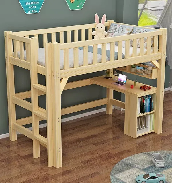 All solid wood children, adults, high and low beds, bed and table, small apartment, multi-functional single upper leve