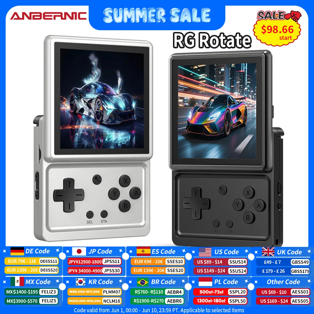 Console de jeu portable Anbernic RG Rotate avec écran rotatif IPS de 3,5 pouces, lecteur de jeux Android portable, prend en charge le streaming AI WIFI, cadeau