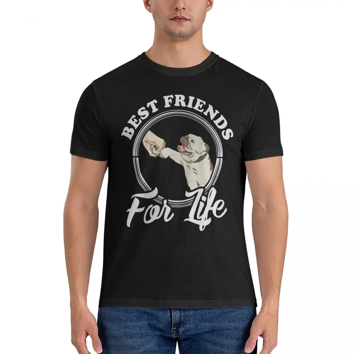 Casual English Bulldog Lover Best Friends For Life T-Shirt Men Crewneck 100% Cotton T Shirt Bulldog Short Sleeve Tees Clothing