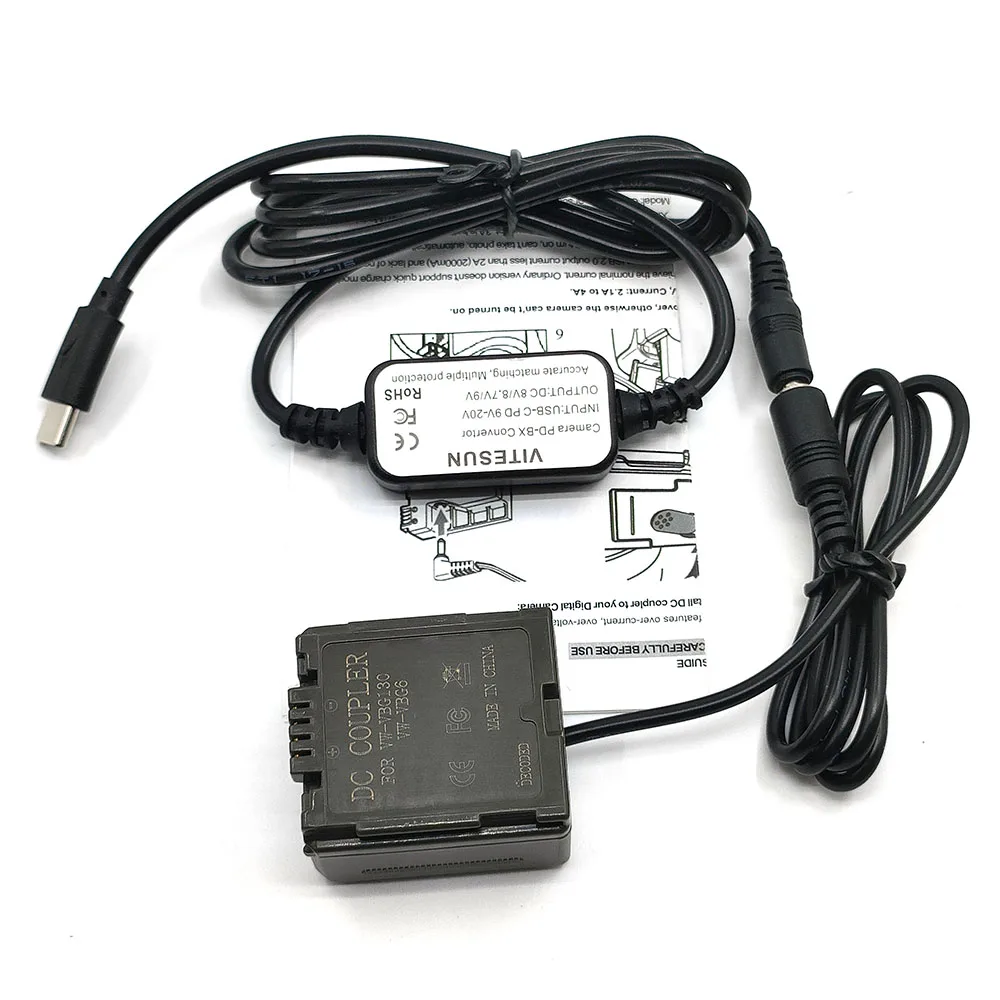 

Кабель питания PD USB C + батарея-муляж VW-VBG130 VBG6 для камер Panasonic HS9 TM300 TM350 TM200 TM600 TM700 HDC-DX1 HDC-SX5