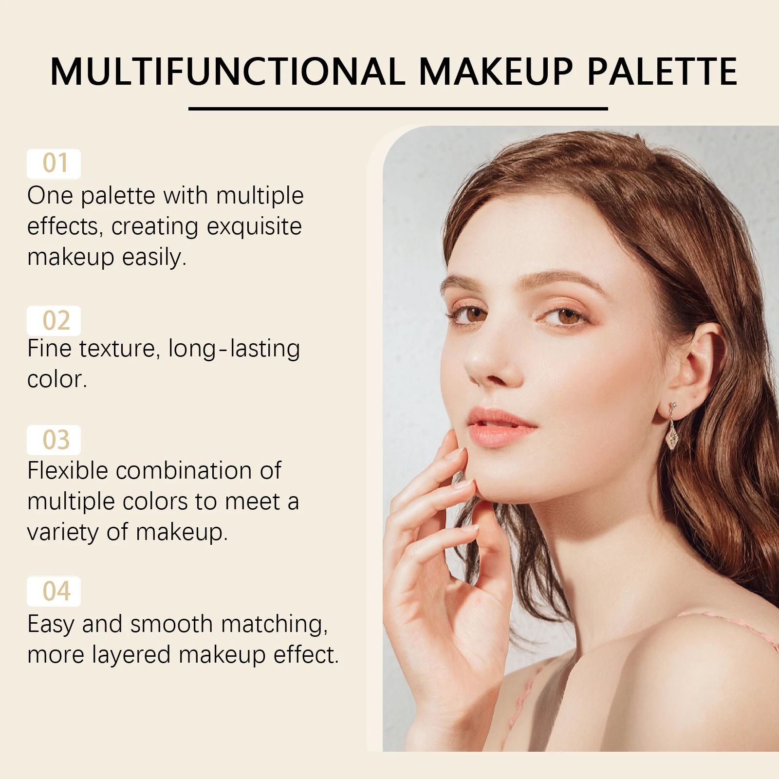 Tavolozza per trucco all-in-one con ombretto, contorno, fard, evidenziatore e illuminante per palpebre in uno; Trucco versatile
