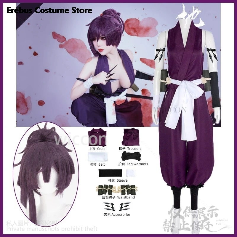 Disfraz de Yuzuriha de Hell's Paradise para mujer, peluca de Anime, uniforme Ninja para Halloween, conjunto de traje de fiesta de carnaval, Lolita Sexy, caliente