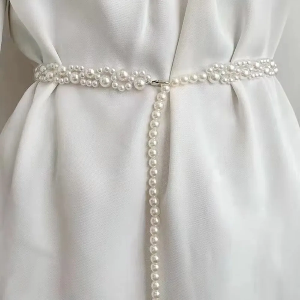 Fashion Temperament Elegant Pearl Waist Chains Versatile Girls Dress Strap Pearl Belt Waist Accessory Body Jewelry Women Gift