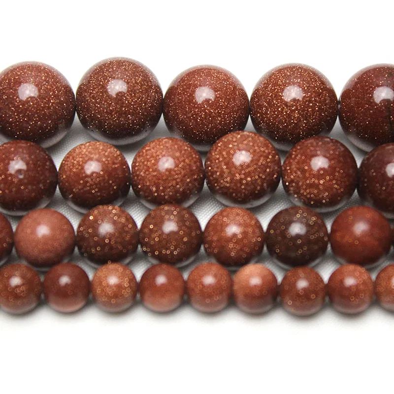 Natural Stone Gold Sand Stone Beads Round Loose Beads For Jewelry Making Diy Bracelet Charms 4 6 8 10 12mm Pick Size 15\