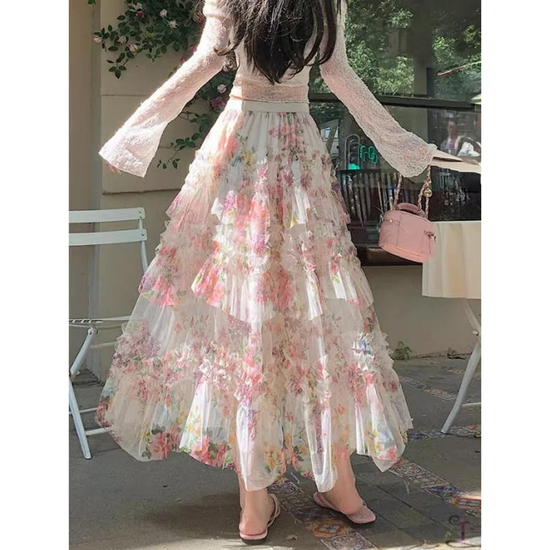 

Mesh Cake Skirt Half-length Tulle Skirt Women's plus Size Fashionable Baked Goods Theme Party Wear Autumn Winter Collection
