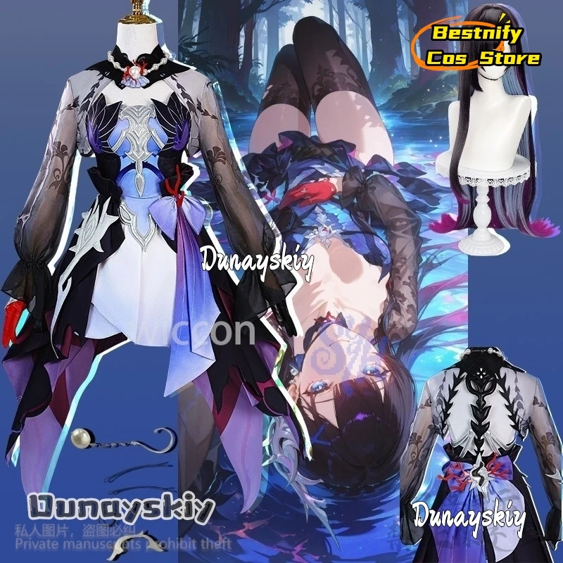 

Anime Game Honkai Star Rail Cosplay Helektra Costume Purple Black Sexy Dress Y2K Lolita Jirai Kei Girls-Halloween Party Cos