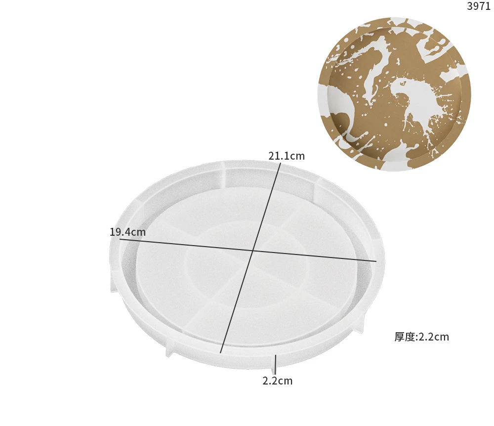 Large Round Serving Tray Mold with Edges for DIY