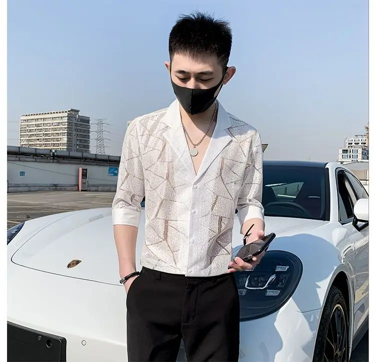 

Summer Thin Cutlery Shirt 2025 Half-sleeved Men Casual Top