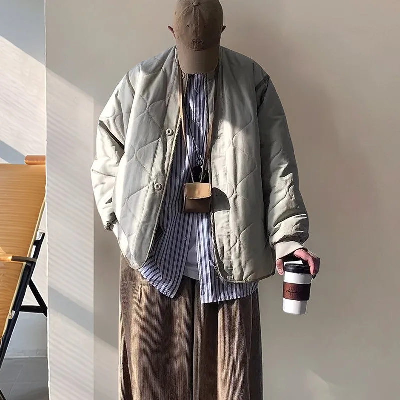 

Осенняя зимняя куртка мужская японская легкая утолщенная теплая куртка с инструментами мужские уличные ветрозащитные парки с бейсбольным воротником