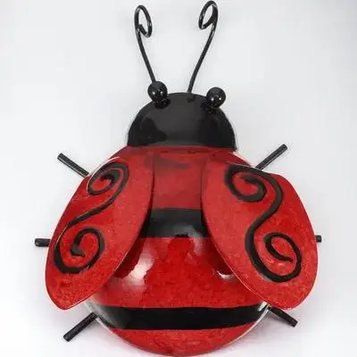 

Iron Ladybug Wall Hanging Decor Durable Living Room Bedroom Garden Fence Decoration Outdoor Craft Statue Gardening Supplies