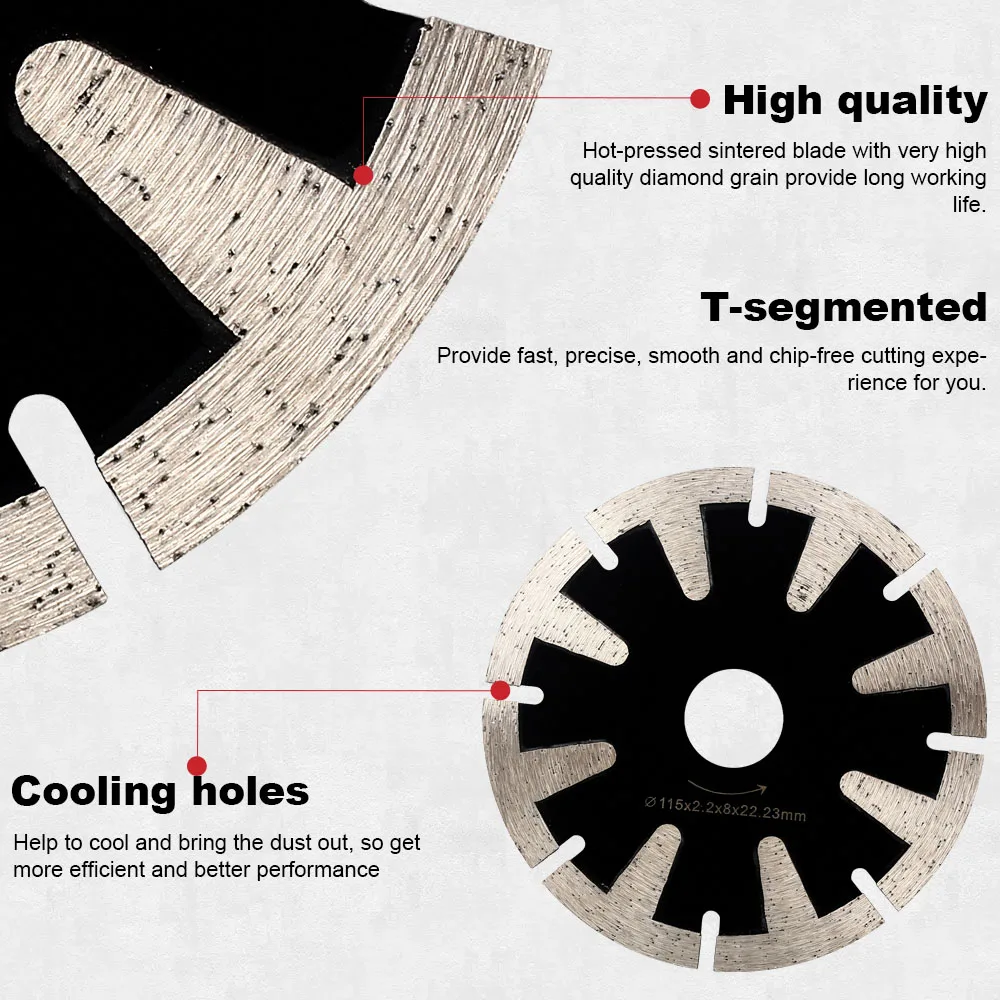 125mm 5 Inch T-Segment Diamond Saw Blade, Granite Stone Concrete Cutting Disc Professional Fast Cutting Circular Saw Blade