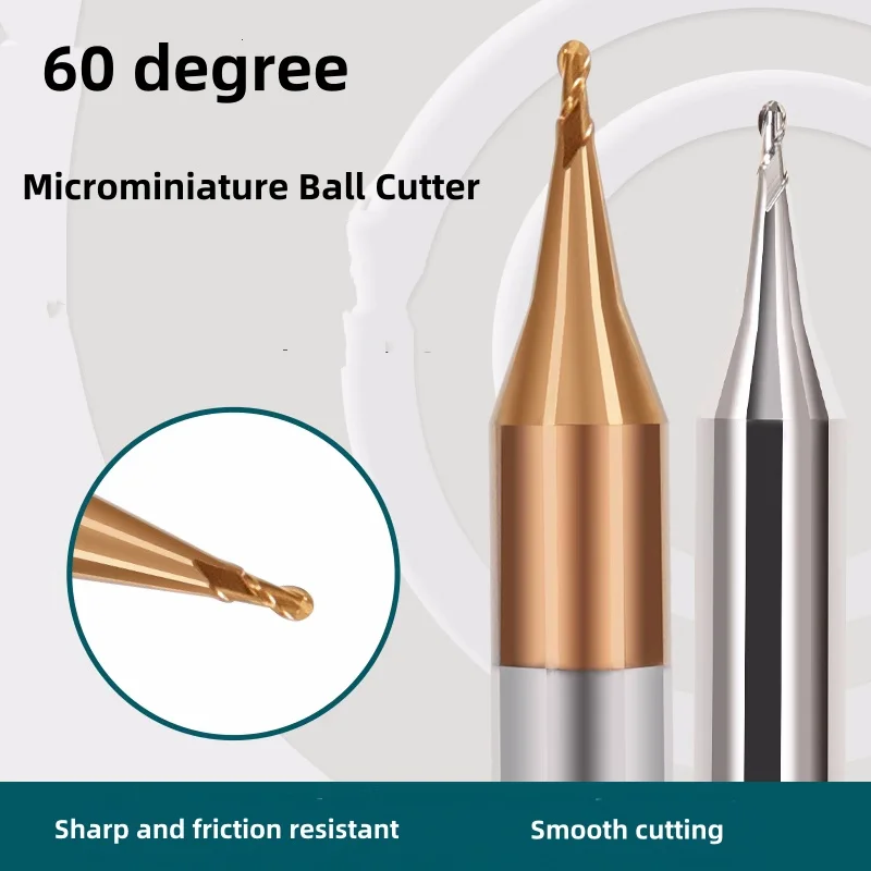 60 Grad Wolfram stahl Mikro Schaft fräser mit kleinem Durchmesser 2 Doppelflöten-Kugel fräser Hartmetall-Aluminium-Stahl-CNC-Bearbeitungs werkzeuge
