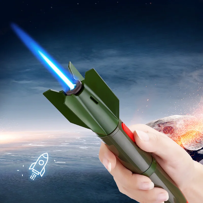 2024 New Creative Rocket Shape Straight Into Windproof Lighter Strong Firepower Smoking Accessories for Weed Gadgets for Men