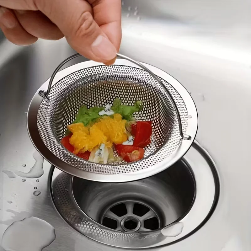 

[Stainless Steel Sink Strainer] 1-6pcs Stainless Steel Sink Strainer with Handle - Rust-Resistant Mesh Design, Suitable for Kitc
