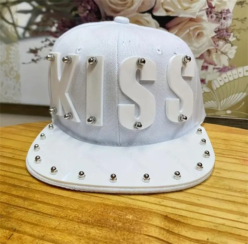 American street fashion personality heavy letter sequin splicing rock nightclub performance decoration hip-hop hat