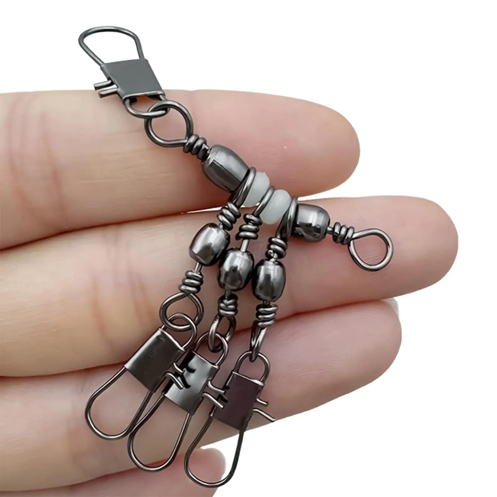 10PCS Fishing SnapConnector With Pin Solid Ring Bearing Barrel Rolling Swivel Durable Stainless Steel Heavy Duty Ball