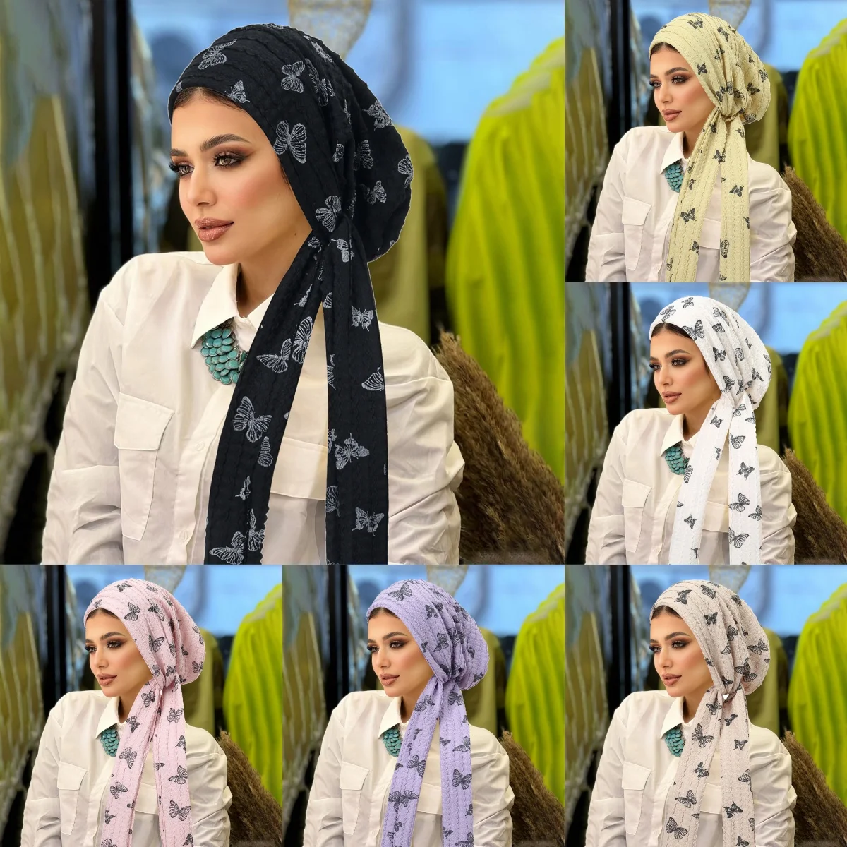 

Trendy Print Muslim Women Hijab Soft Turban Hat Headbands Pre-Tied Head Scarf Ladiess Chemo Cap Inner Hijabs Hair Accessories
