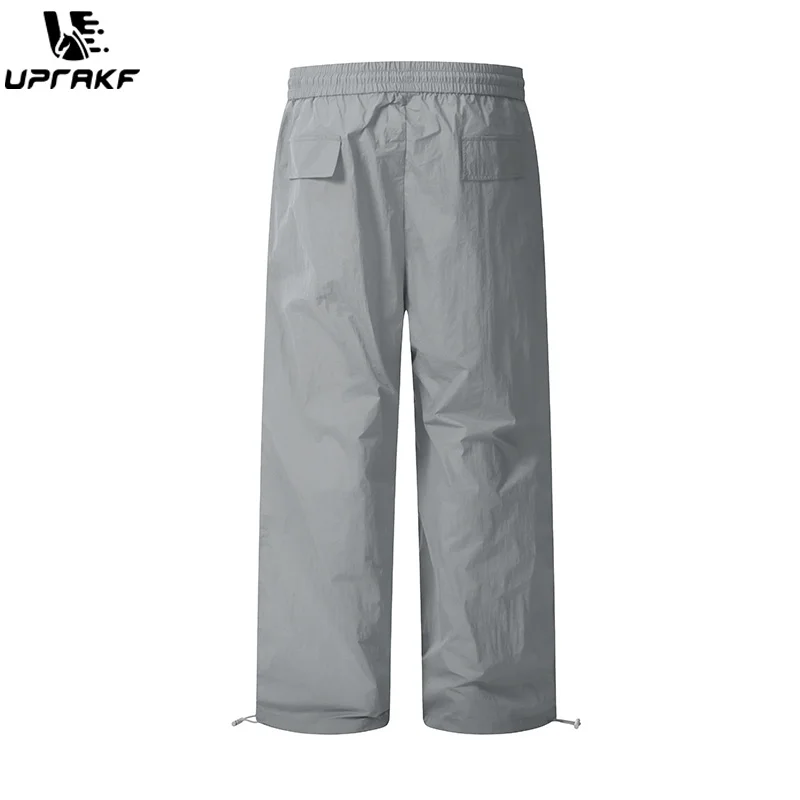 UPRAKF Drawstring Trousers Comfort Casual Autumn Pantalones Colorful Safari Style Pleated Loose Straight-leg