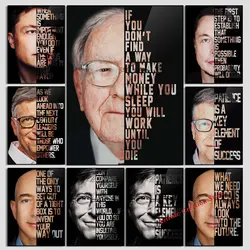 Warren Buffett Motivational Quotes Movie Elon Musk Famous Quotes Canvas Painting Poster Print Pictures Living Room Home Decor