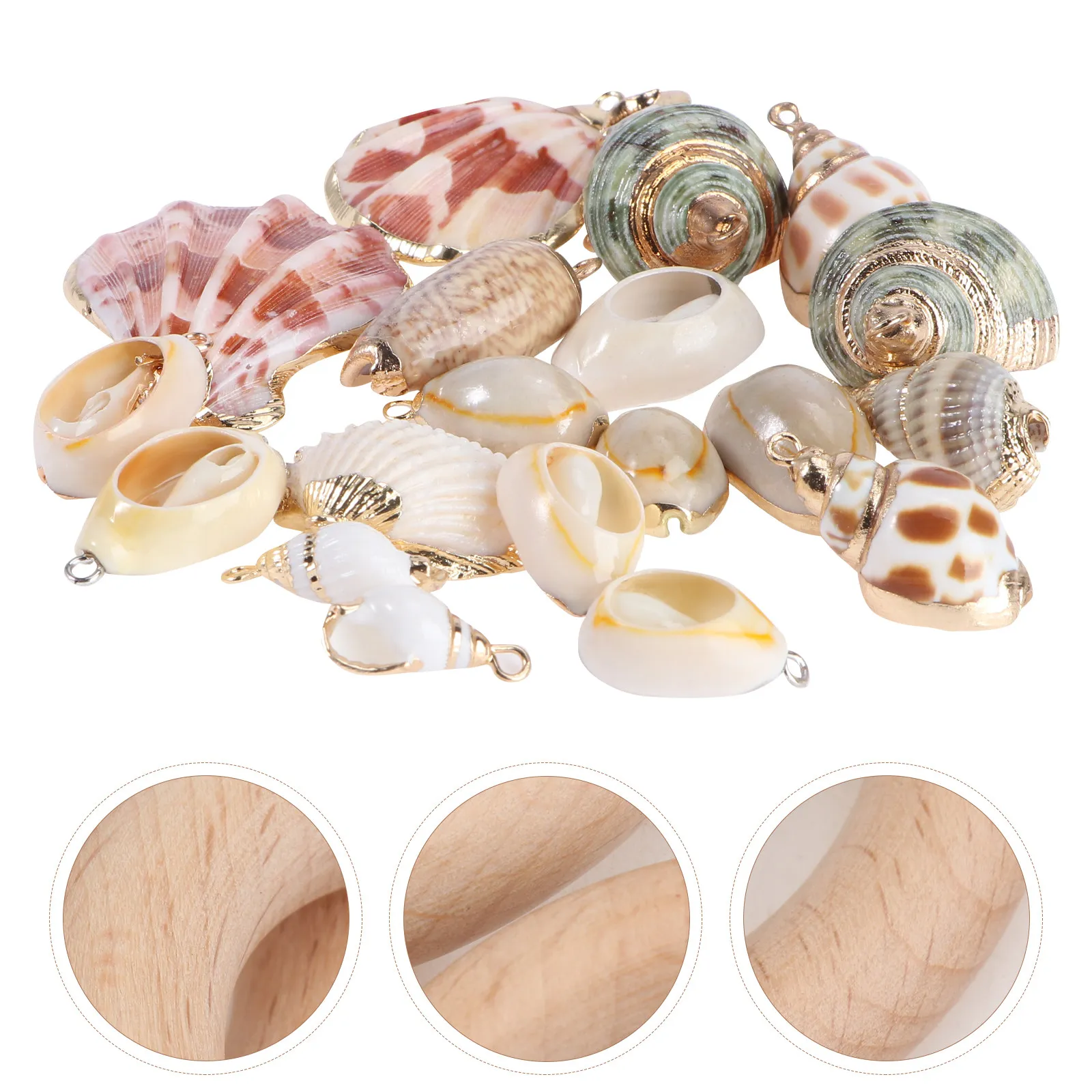 

20Pcs Natural Shell Jewelry Accessories Gold-Rimmed Mixed Style Conch Ornaments DIY Earrings Necklace Sea Style Decor