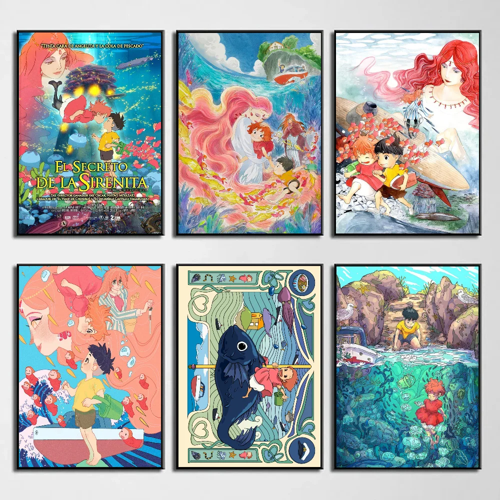 Bilibili P-Ponyos Poster Self-adhesive Art Waterproof Paper Sticker Coffee House Bar Room Wall Decor