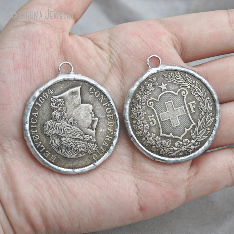 

10Pcs Switzerland Cross Coin Pewter Medallion Pendant Solder Handmade Jewelry Finding Keychain Keyring Charm