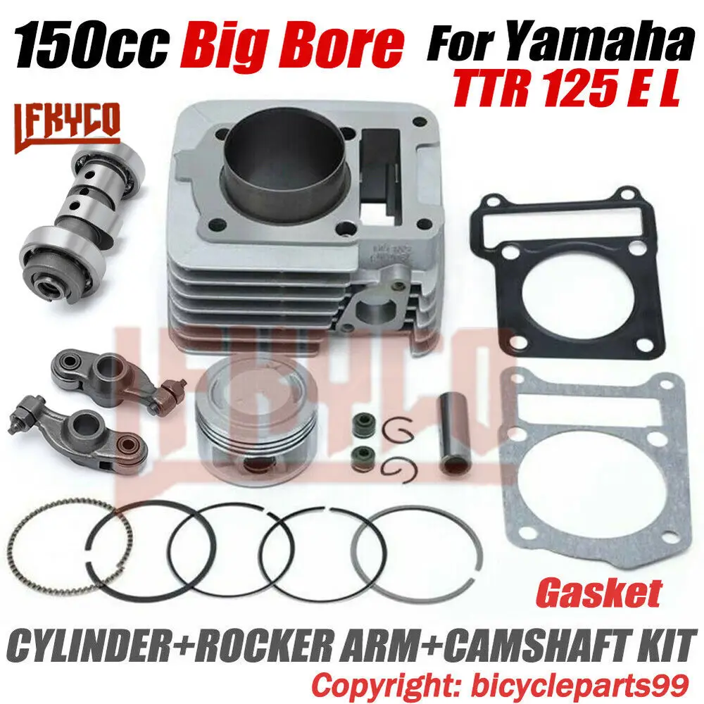 Motorcycle Accessories 57mm Engine Part Cylinder Piston Kit 125CC Big Bore Motor for Yamaha YBR125 TTR125 TTR125E L LE Motoblock