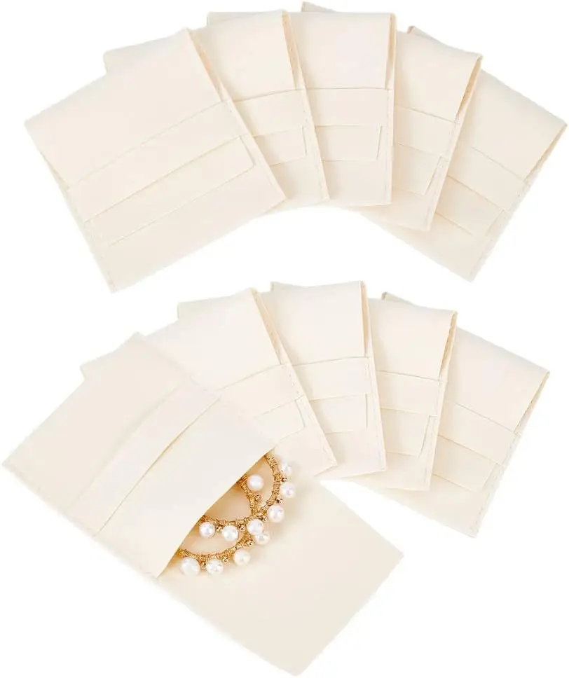 

10Pcs Beige Microfiber Jewelry Pouch Leather Luxury Jewelry Gift Bag Bracelets Necklace Earrings RingsPcsaging Pouch Envelope