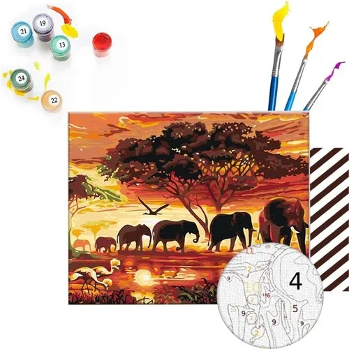 Painting Hobby Set Elephants 40x50 cm