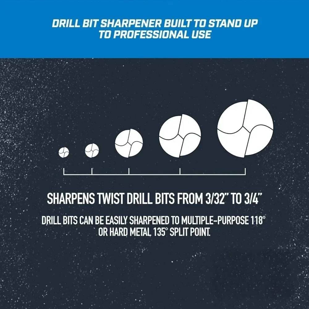 DD750X Electric Drill Bit Sharpener 3/32-3/4' High-Speed Portable for Steel Masonry Carbide Tool for Home Improvement 6