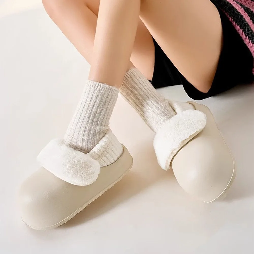 New Indoor Plush Slippers Platform Shoes Plush Cotton Slippers Furry Soft House Shoes Home