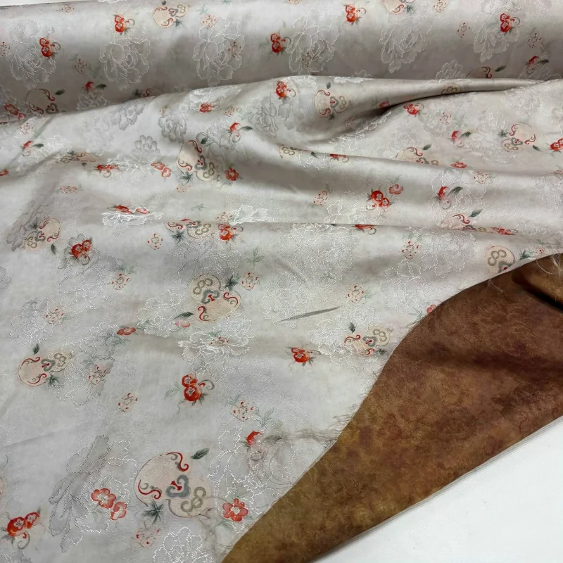 

Rayon Jacquard Fabric Light Apricot Gourd Pattern Handmade Chinese Style Breathable Elegant Qipao Dress Tablecloth Cloth Summer