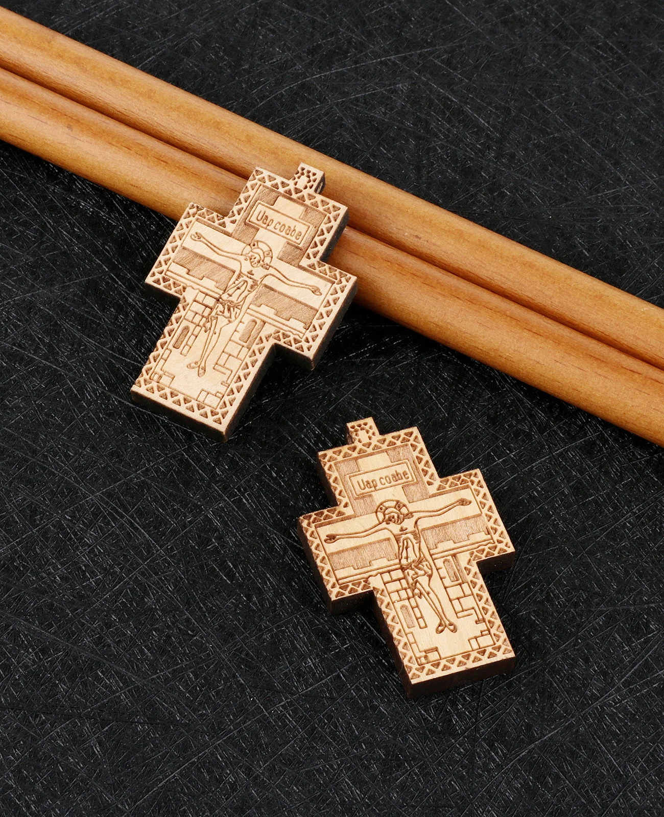 5Pcs Christian Antique Wooden Cross Pendants Crucifix Jesus Cross Pendant Handmade Ornaments for DIY Necklace Jewelry